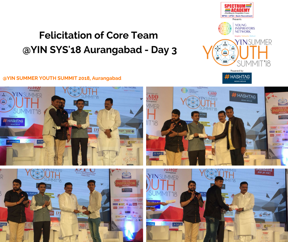 YINforChange's tweet photo. Felicitation of Core Team @YIN SYS'18 Aurangabad - Day 3 @YINforChange #yin #yinforchange #summeryouthsummit #Sys18
#youthinspiratorsaward #eduspire #youth 
#younginspiratorsnetwork #yinministers #yinners
#largestyouthsummit https://t.co/ZTV2GaSpUn