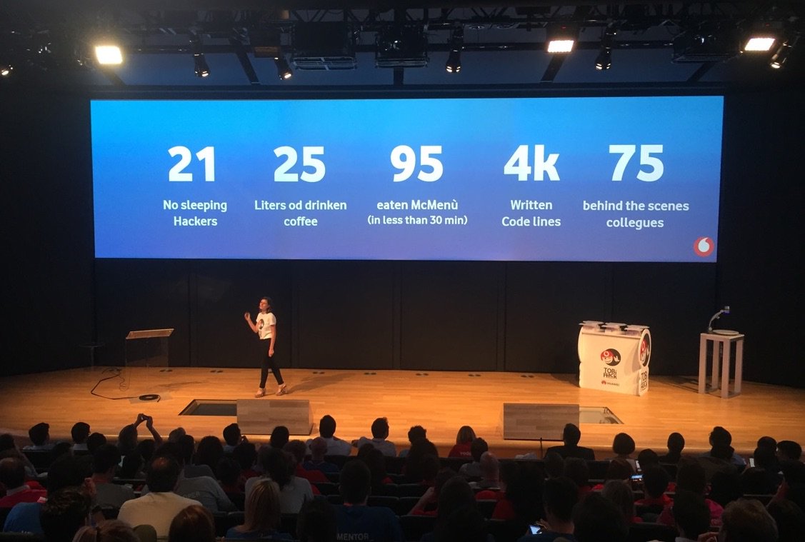 VodafoneIT's tweet photo. Dopo 26 ore di lavoro e 25 litri di caffè bevuti, i team sono finalmente pronti a presentare i loro progetti sul palco del Vodafone Theatre. Non vediamo l'ora di scoprire i vincitori! #TOBiHack https://t.co/2J3qk2S0aX
