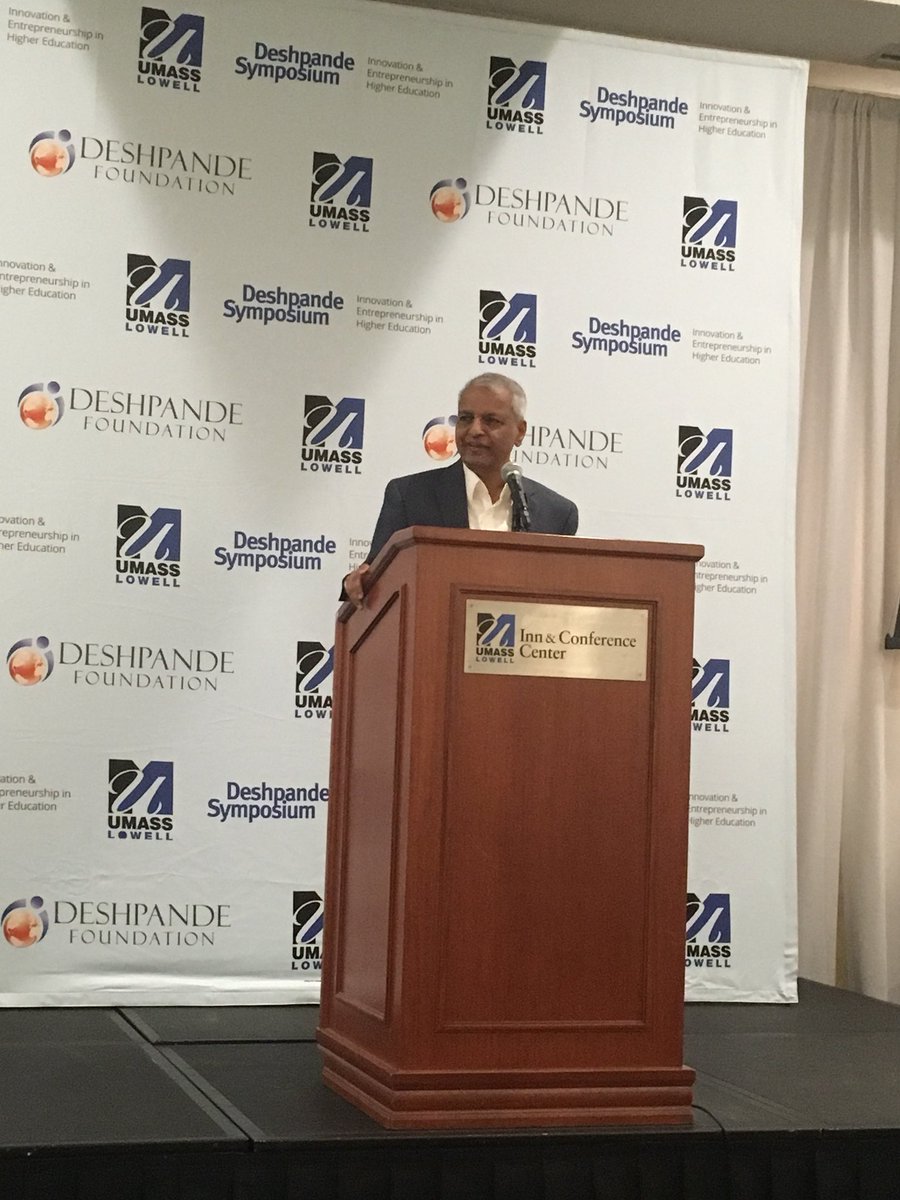 ChiefMuse's tweet photo. Excited to be following @MITDeshpandeCtr Founder Desh Deshpande in kicking off this #EdSymposium on #innovation and #Entrepreneurship in Higher Ed. @UMassLowell https://t.co/7fY3d1WgSl