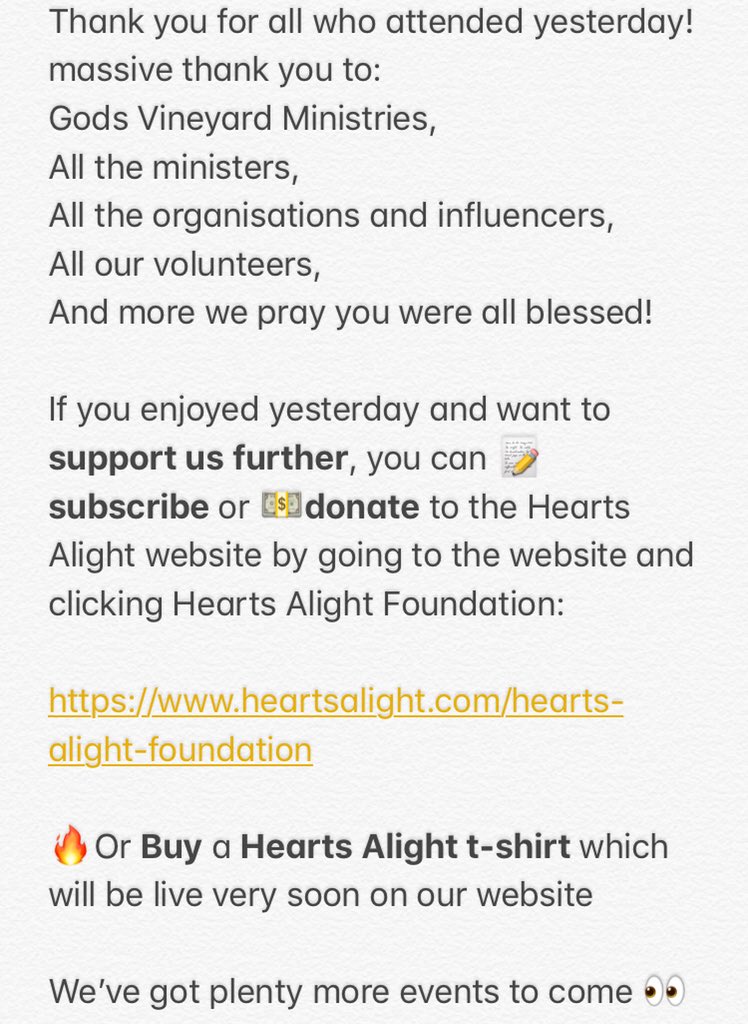Hearts_Alight's tweet photo. Yesterday, God exceeded our expectations.

A massive thank you to everyone who was a part of the night.

If you enjoyed yesterday, and want to get involved or support us, read the following below! There’s a chance to win a t-shirt as well👀

#LetsPraiseHim 
#HeartsAlight
#LPH https://t.co/ZyTcvB6D5p