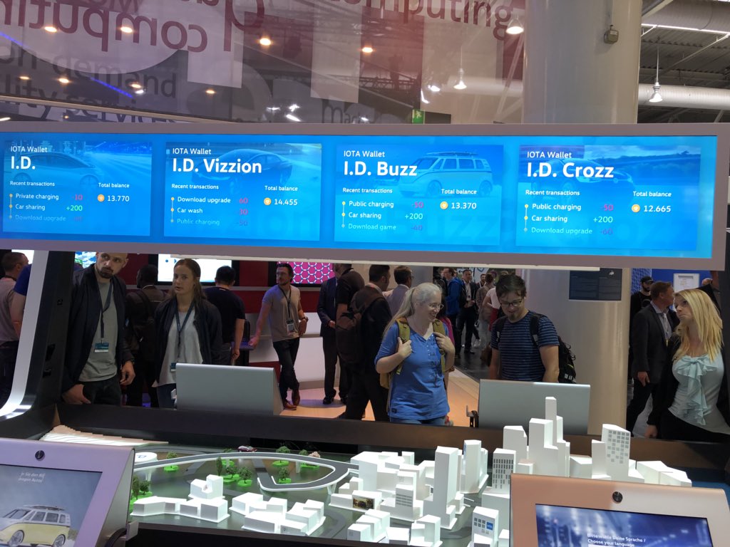DomSchiener's tweet photo. Finally got to see the #Volkswagen booth with #IOTA as the enabler for the mobility use cases. Really proud how far we've come over the last few years and months. Very excited how much further we will go as a foundation, community and ecosystem. https://t.co/hOJ7RVSSVl
