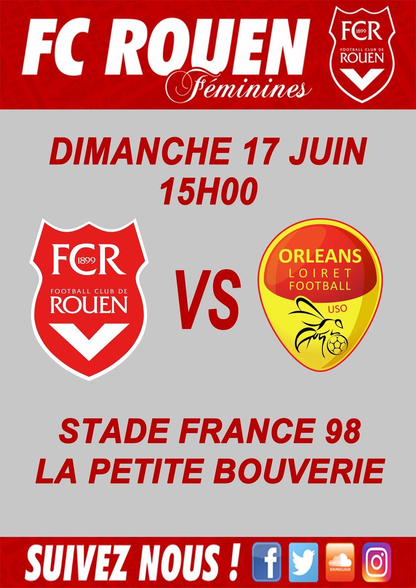 FC Rouen Féminin (@fcrouenfem) on Twitter photo 💥⚽️ DERNIER MATCH DE BARRAGE, DIMANCHE 15H ! MATCH RETOUR DU DEUXIÈME TOUR FACE À <a href="/US_Orleans/">US Orléans</a> . VENEZ NOMBREUX ENCOURAGER LES DIABLESSES 💪🏼 #TeamFCR 🔴⚪️ #D2F 💥⚽️ DERNIER MATCH DE BARRAGE, DIMANCHE 15H ! MATCH RETOUR DU DEUXIÈME TOUR FACE À <a href="/US_Orleans/">US Orléans</a> . VENEZ NOMBREUX ENCOURAGER LES DIABLESSES 💪🏼 #TeamFCR 🔴⚪️ #D2F