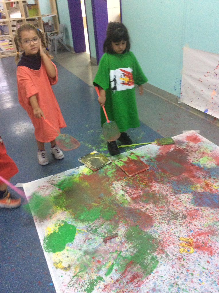 FS1_SBS's tweet photo. FS1 are enjoying producing artworks inspired by Jackson Pollock. #artweek #sbsfs1 #sbsfun https://t.co/vFCHdMCmDL