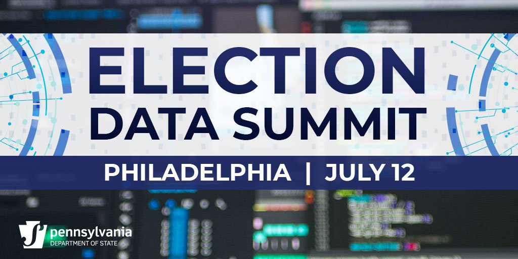 PAStateDept's tweet image. Next month we are partnering with @EACgov to host an Election Data Summit. If you’re in Philadelphia on July 12 and are interested in how data can be used to improve the voting process, then register at bit.ly/2LGL1an