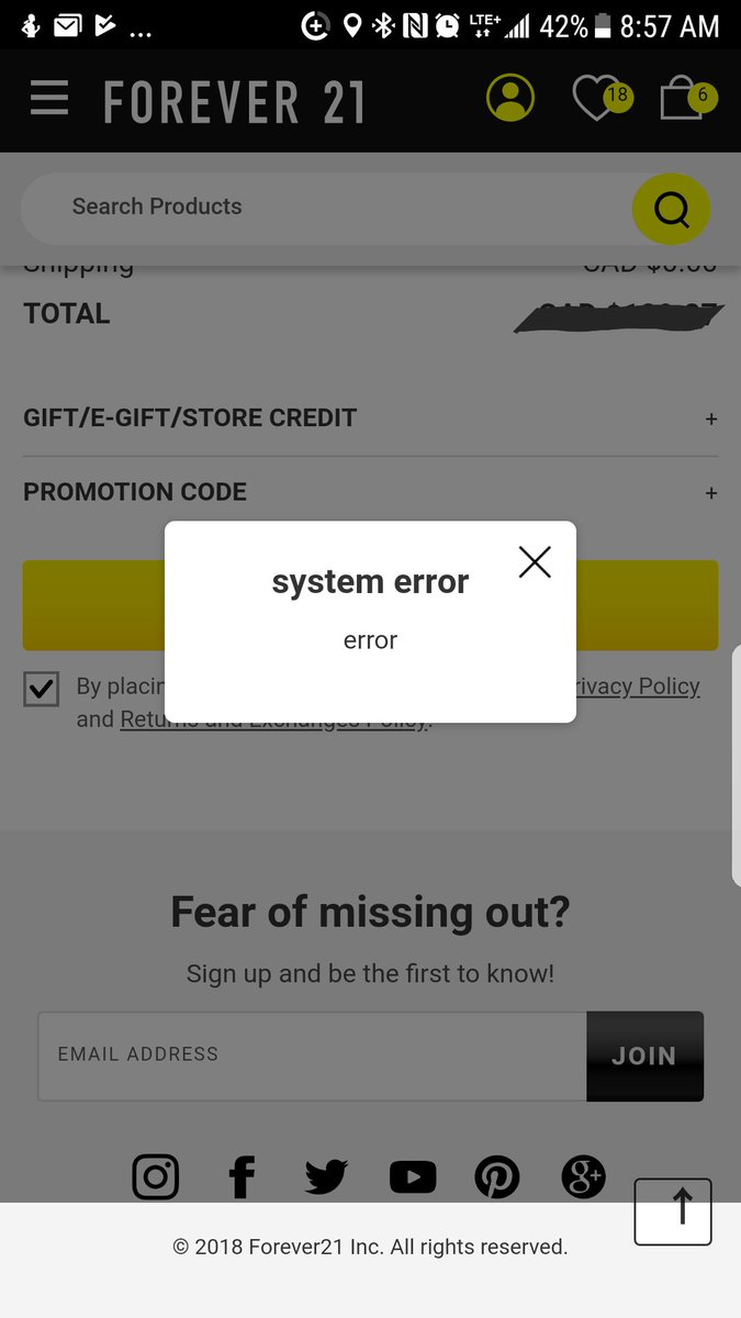 TishaSmilez's tweet photo. @Forever21Help hey your site wont let me process a payment on mobile or desktop. Plus your customer service number is down (+18884943837) https://t.co/P4eSGI77SF