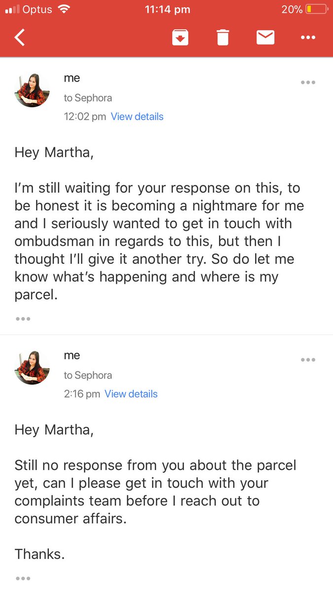 Pragati Ajmani (@pragz_1992) on Twitter photo And today I literally emailed them three times explaining I need it ASAP! And there was no response from <a href="/sephoraaus/">Sephora Australia</a> And today I literally emailed them three times explaining I need it ASAP! And there was no response from <a href="/sephoraaus/">Sephora Australia</a>