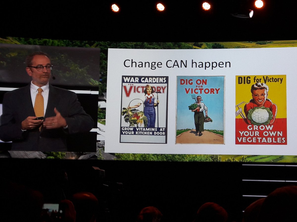 thegreentake's tweet photo. How to make healthy and sustainable food the new normal? Amongst many things, it needs culture change. Beliefs are difficult change but behaviour is. Ex: growing own vegetables shortly after WWII #EATforum18 #foodfixit https://t.co/8FyNdhdF4B