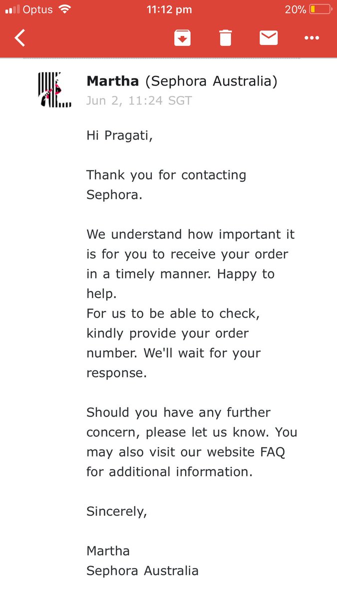 pragz_1992's tweet photo. Delivered to my work address! What a shame it is @sephoraaus  that you have no respect for the customer. I’ve attached a photos of a chain mail in this tweet to show how they have been fooling me as a customer! https://t.co/XEvUyQY09b