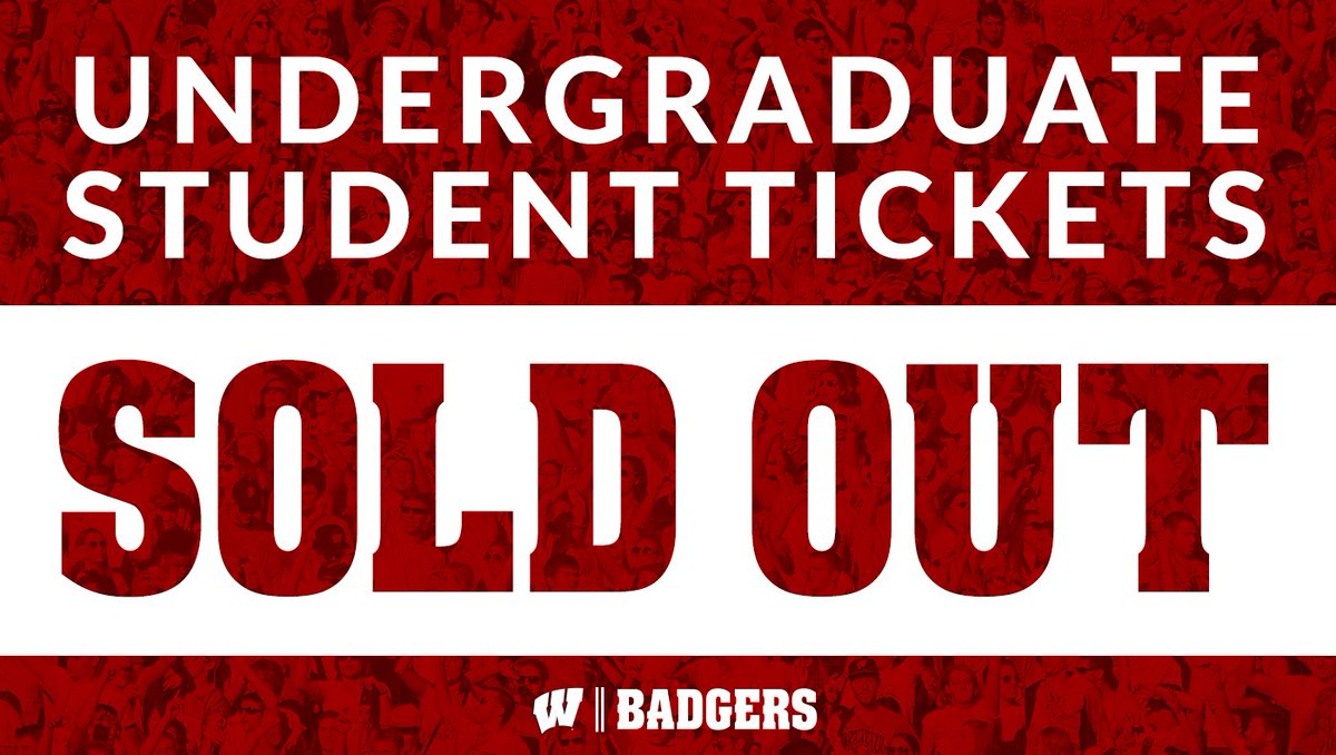 UWBadgers's tweet photo. 🚨🎟 TICKET UPDATE 🎟🚨

For the 26th straight season, all undergraduate student season tickets for @BadgerFootball have SOLD OUT 

Thanks for your continued support, Badgers! #OnWisconsin 👐 https://t.co/RBWUK1pvjf