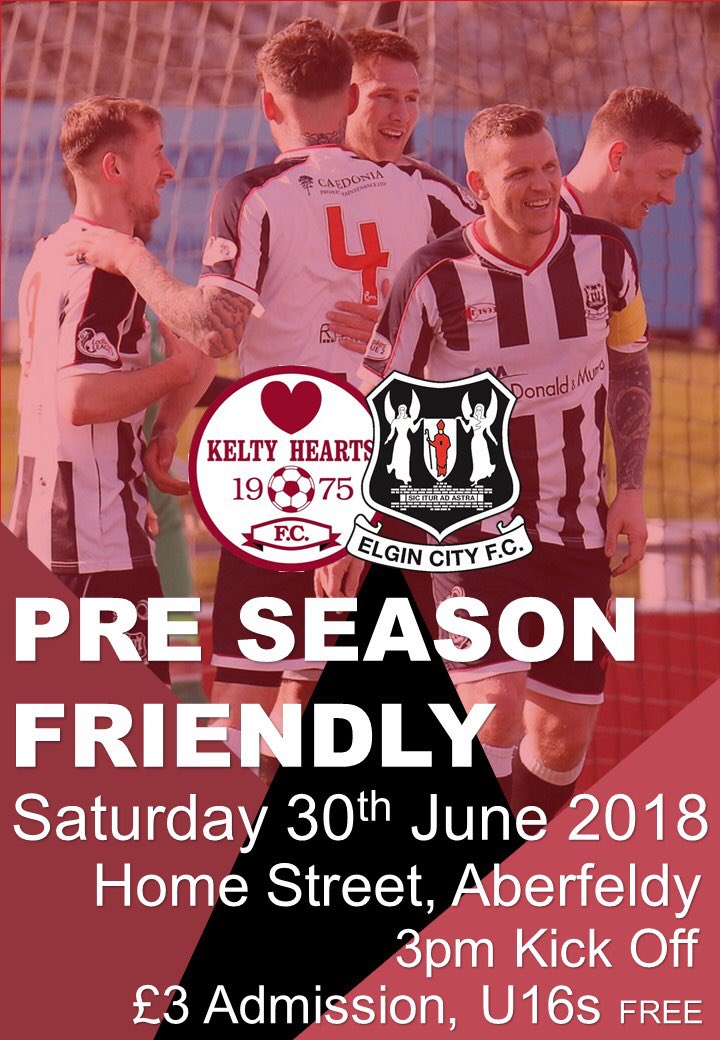 BreadalbaneFC's tweet photo. PRE SEASON FRIENDLY

Elgin @ElginCityFC v Kelty @KeltyHeartsFC 

Sat 30th June at Home Street, Aberfeldy. 3pm kick off

Everybody local and from afar off, welcome! 

@ScotAmFA 
@Scottish_AFF 
@ScottishFA 
@scotfootfixs 
@scottishjuniors 
@ScottishSeniors https://t.co/H9nTByLWX1