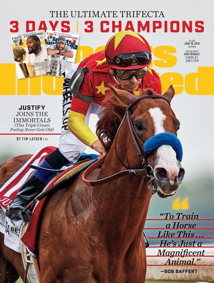 SInow's tweet photo. COVER STORY: Justify’s unique process to winning the Triple Crown gave us the latest chapter in horse racing lore (by @SITimLayden) https://t.co/ejbgRDDGrc https://t.co/Ga4nK6L0YV