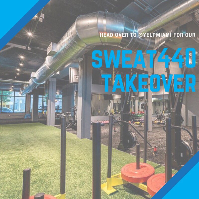 sweat440's tweet photo. Our friends at @YelpMiami are letting us show their followers how we break a sweat 💦 Head to their IG story for our #Sweat440 takeover today❗#yelpmiami #takeovertuesday https://t.co/s1SMxm62bL