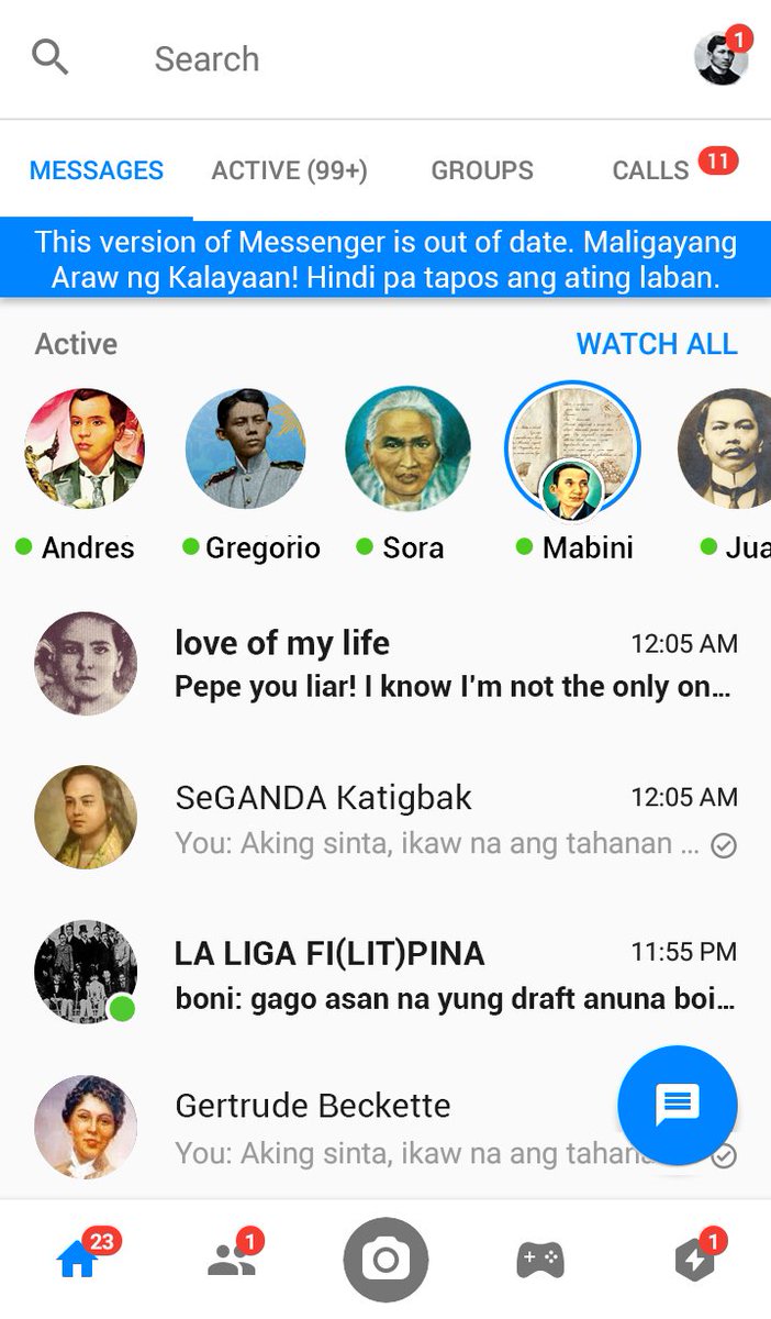 iskolarspeaks's tweet photo. BREAKING: Jose Rizal's Facebook messenger hacked on Independence Day celebration. #rp612fic https://t.co/jX9fptu6q8