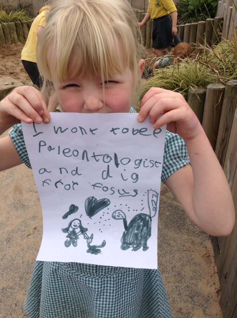 Lots of fun digging for dinosaur fossils, it even inspired someone to write about what she would like to do when she is a grown up.