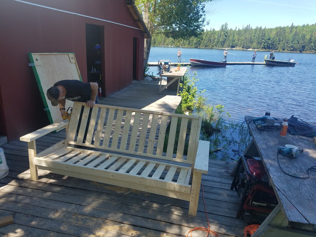 Lots of work being done up here! Building bridges, docks, and furniture along with cabin improvements! 
#sasseginaga #fishcanada #quebecoutposts #quebecfishing #walleye