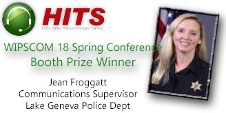 hitsTelecom's tweet photo. Our congratulations to Jean Froggatt of the Lake Geneva Police Department. We really enjoyed #WIPSOM18, looking forward to next year.  #e911 https://t.co/UZsSA18DUD
