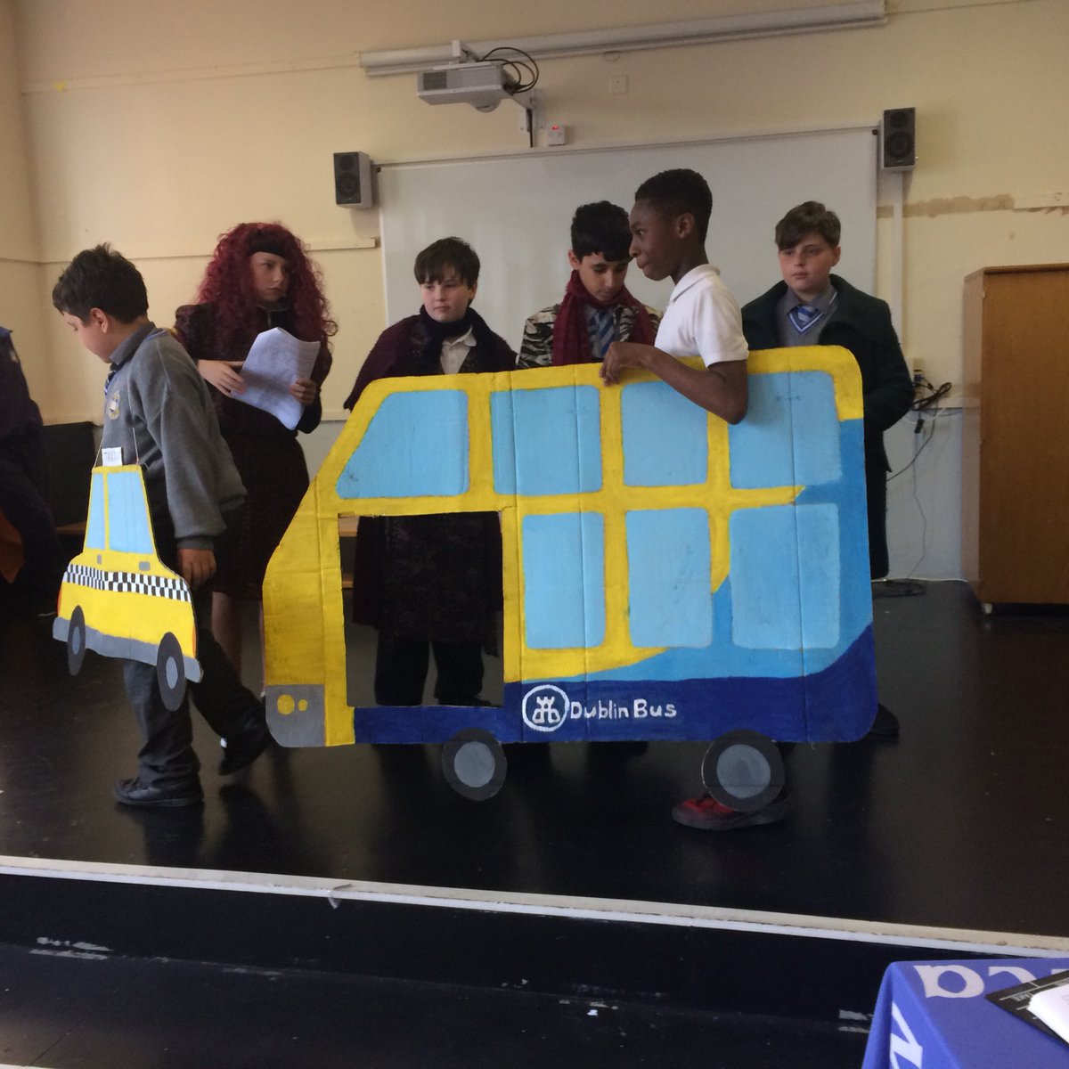 MsReganSyngeSt's tweet photo. The Drama club is busy preparing for our production of ‘Bus Stopping’  next Tuesday the 19th of June here in @BunscoilSynge #drama #dramaclub #theatre https://t.co/nKar78EYXB