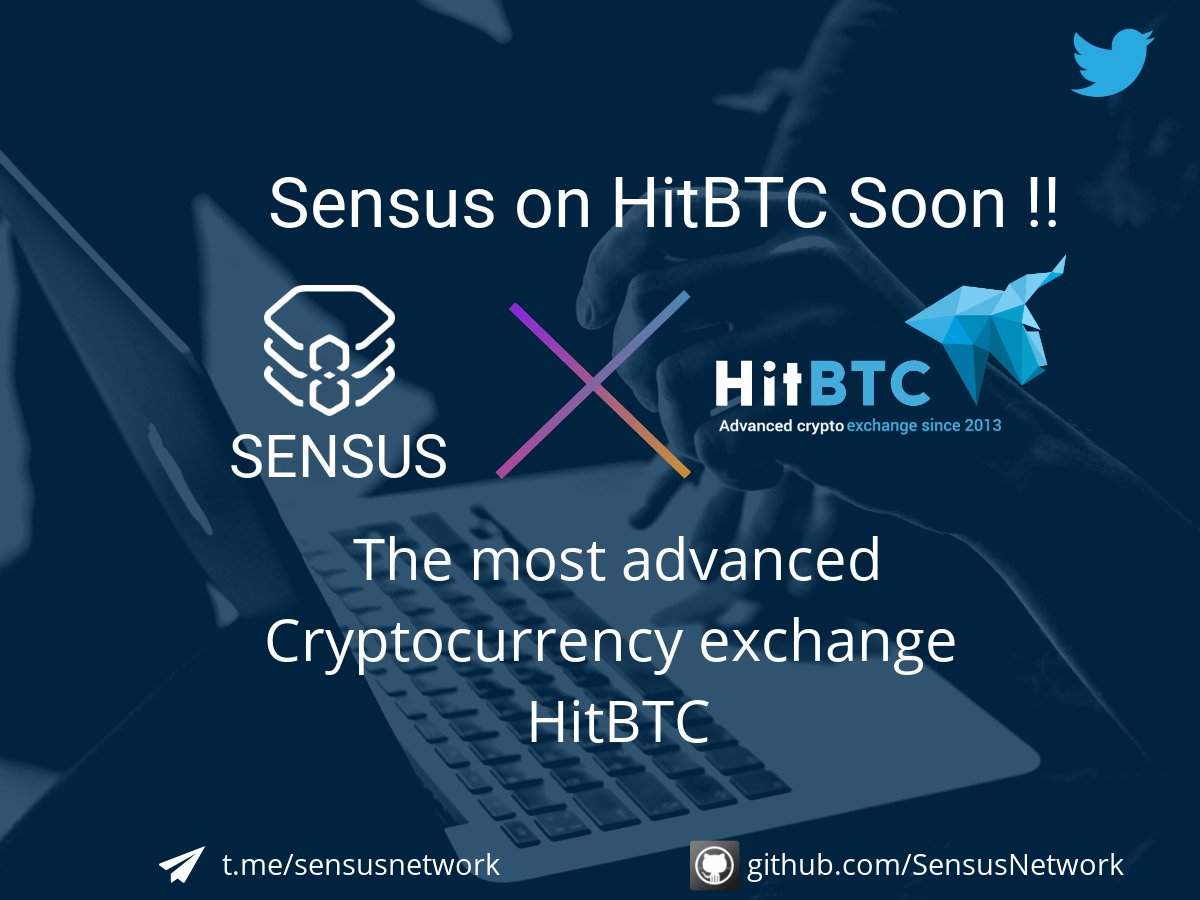 Sensus is proud to announce that HitBTC would be listing $SENX soon . 
HitBtc is the most advanced cryptocurrency exchange .
Top 10 Exchange by volume !! 

Go Sensus 🚀🚀🚀🚀<a href="/SensusNetwork/">Sensus</a>