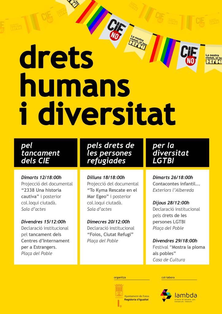 PodemFoios's tweet photo. Comencem la setmana dels #DretsHumans i #diversitat.
Comenzamos la semana de los #derechoshumanos y #diversidad.
#TransFormemFoios #TransFormamosFoios https://t.co/2RwTpnHq2Q