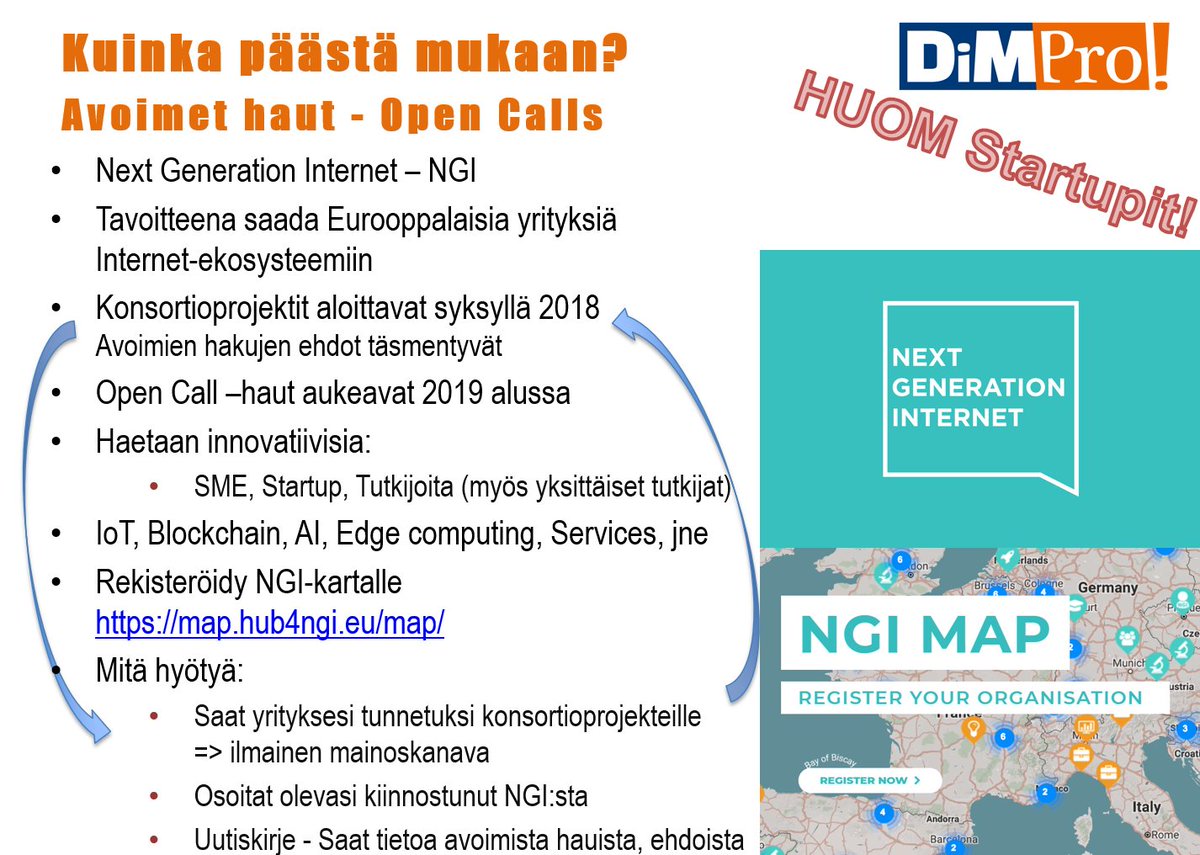 DiMPro_Lahnis's tweet photo. It was pleasure to give practical hints for innovative #Startups and #SME's about EU #funding possibilities in the EU-funding morning @SaloIoTCampus.
My presentation (in Finnish) will be at:
https://t.co/siMvB1LrTs
#H2020 #NGI4EU #Fed4FIRE+
@YrityssaloOy @StartUpEU @EU_EASME https://t.co/tuTJ9k141U