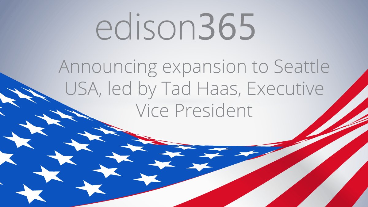 edison_365's tweet image. We are excited to announce that edison365, the award-winning #ideation and #PPM suite are expanding into North America with the opening of a new office in Seattle, WA. Leading edison365’s presence in North America is Executive Vice President @tadhaas - edison365.com/wp-content/upl…