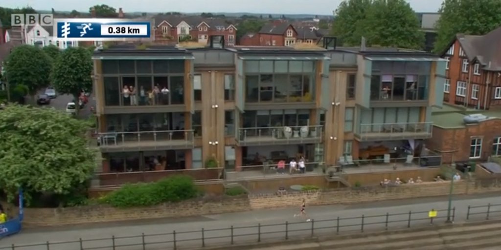 As seen on screen: our apartments in West Bridgford featured along the route of last week's @WorldTriNotts Mixed Relay in #Nottingham (with those balconies making perfect viewing platforms) #architecture