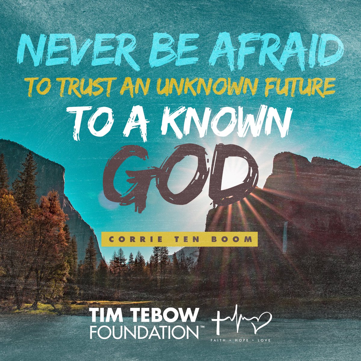 “Never be afraid to trust an unknown future to a known God.” - Corrie ten Boom #TTFQuoteoftheweek