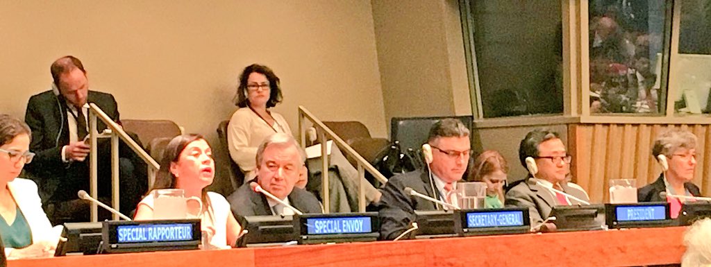 ChileONU's tweet photo. María Soledad Cisternas 🇨🇱, Enviada Especial de @ONU_es sobre Discapacidad y Accesibilidad, participa junto al SG @antonioguterres en la ceremonia de apertura de la XI sesión de Estados Partes de la Convención de los Derechos de las Personas con Discapacidad #CPR11 https://t.co/SgJOh6CuSw