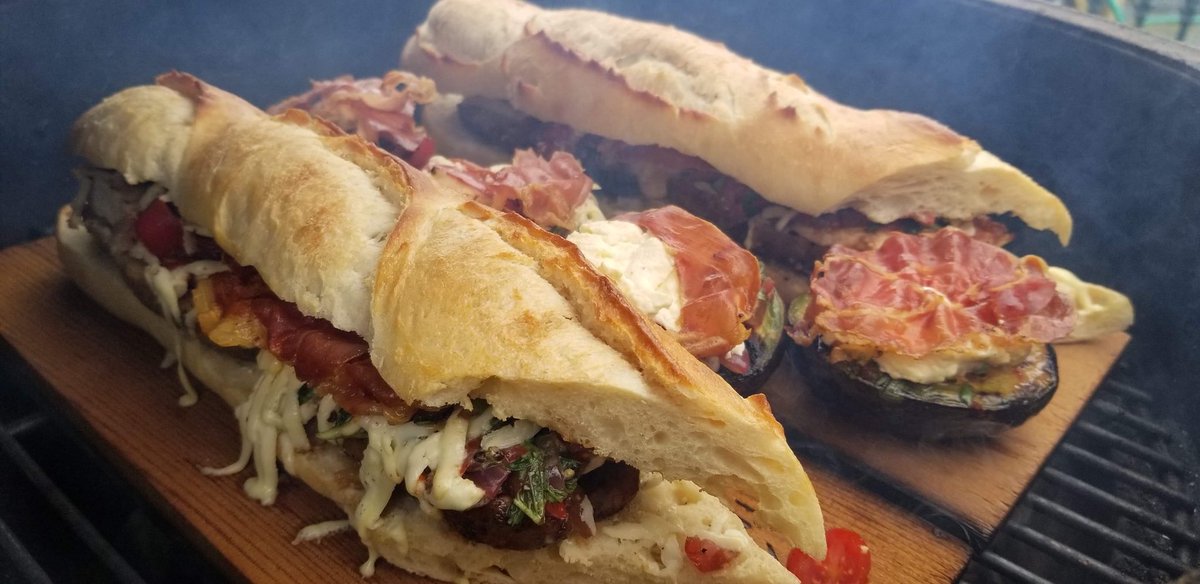 Grillworks On Twitter Grillworks2018 Geturgrillon Grilled Chicken Bruschetta Sandwiches On The Green Egg With Cedar With Grilled Sausage And 5 Bros Cheese Grilled Veg Pasta Salad Bruschetta Stuffed Avocado With Crisp