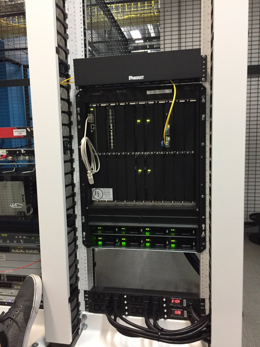 goracknet's tweet photo. Just installed our new 100gig network with Hurricane Electric! Looks pretty cool right? Schedule a tour with us at https://t.co/LQ1nQ5U5Xf and come take a look!

#networking #gorack #datacenter #data #computing #tech #technology #hurricane #hurricaneseason https://t.co/BnoxpvySGA