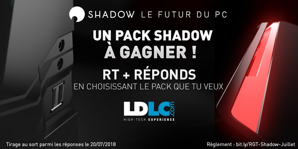 LDLC's tweet photo. 😎 Voici @Shadow_France, le premier PC dématérialisé en exclu sur LDLC !
🎁 On t'en fait gagner un autre !
1⃣ Choisis ton pack ici 👇
https://t.co/mfgjknQfCY
2⃣ RT + réponds avec le pack que tu veux !
🍀 1 gagnant(e) le vendredi 20/07 ! https://t.co/TN74SXDIoP