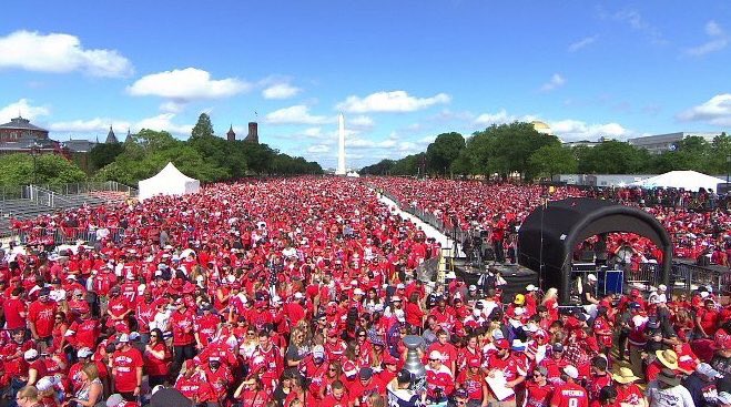 DCzWall's tweet photo. This is how a real sports town celebrates! What a day today DC and the whole DMV for showing up and showing out. #ALLCAPS #CapitalsParade https://t.co/8Eia0j1Uyo