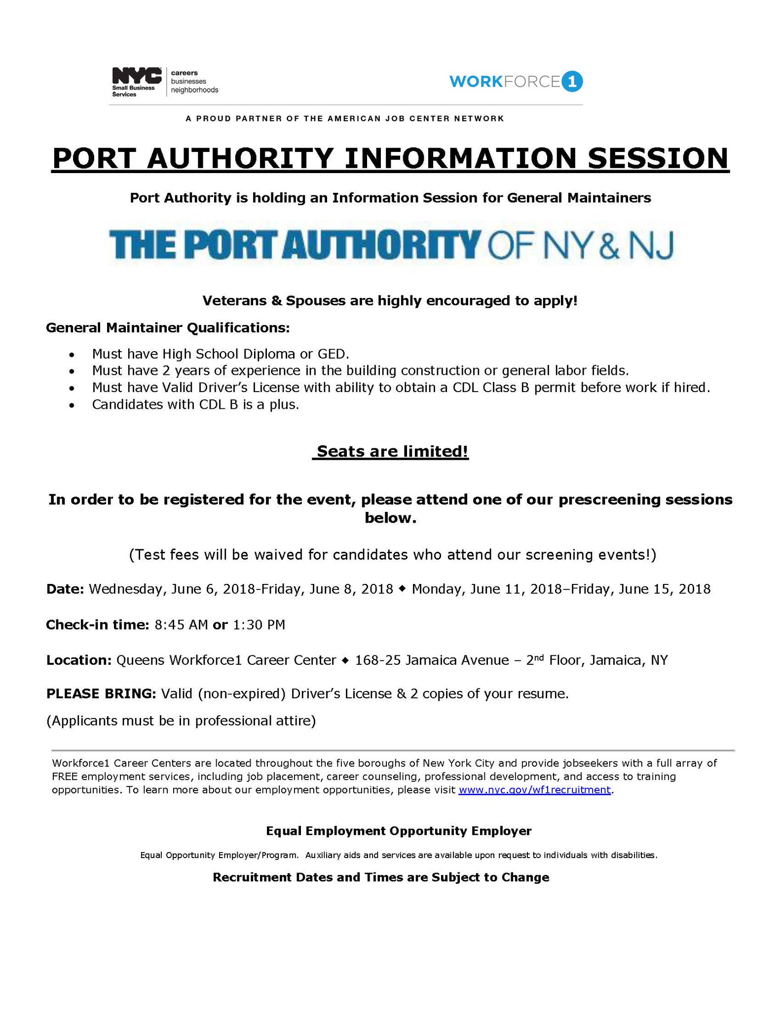 Port Authority NY&NJ on Twitter "We're hiring General Maintainers and