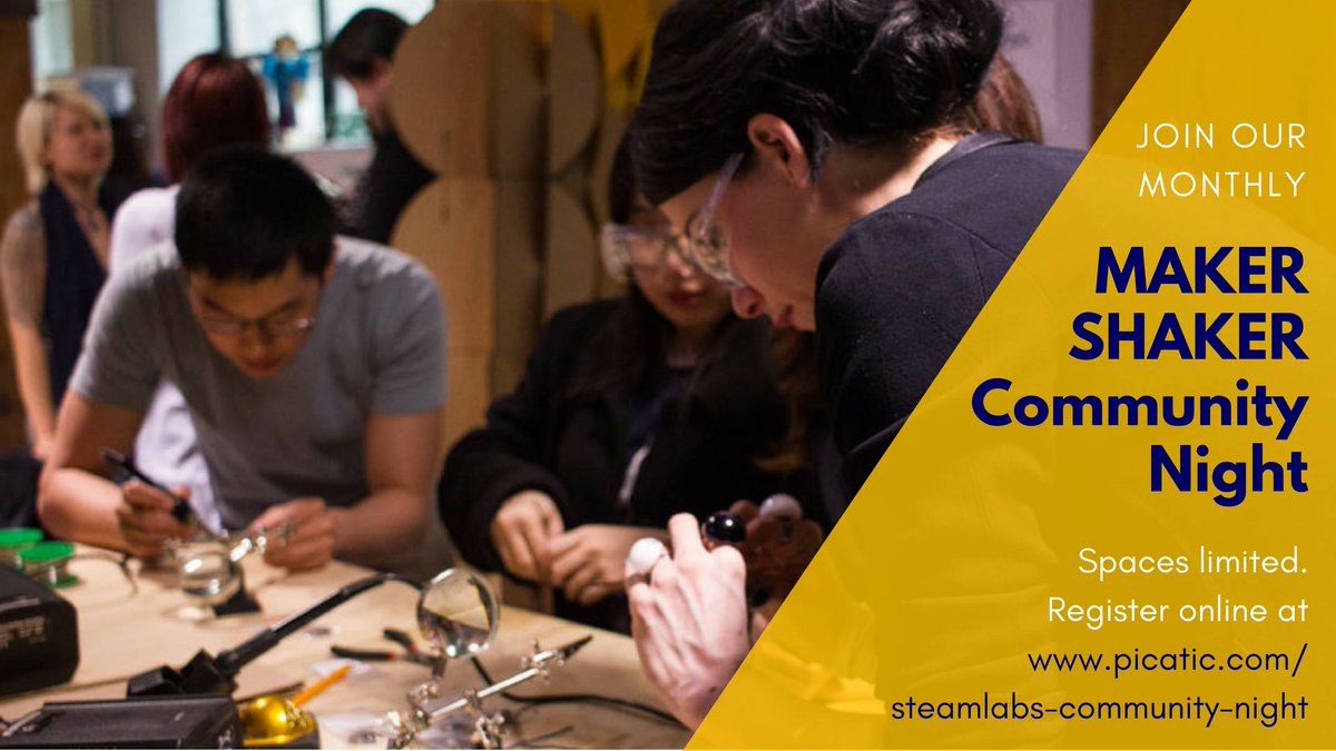 STEAM_Labs's tweet photo. JOIN US for our monthly #MAKERSHAKER event!
Come and make together, learn from one another, gain free-time access to equipment & get support from other members doing great work at STEAMLabs. We will also be celebrating our Unity program. RSVP by: https://t.co/QrOW4Fak7R #makers https://t.co/5o74WvJfxr