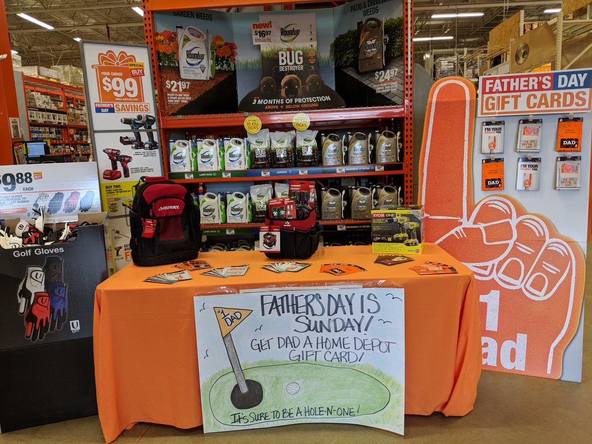 HD3846's tweet photo. Don't forget your #1 Dad!!! Father's day is this Sunday and The Home Depot gift card is a great gift for Dad. @EBundesen_THD @THD3846 @collinshd https://t.co/mGbsw2lxcz