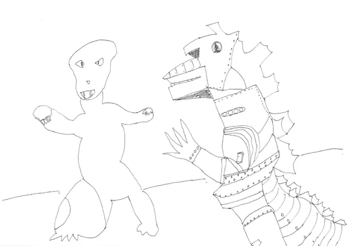最近サボってたなあ〜と思ってお絵描きしてたらこんな時間だ!
左手の構造物と腰のパーツがほぼ一体化しているところも見逃せない☆ポイント☆
#今日のアクアちゃん画伯 #ゴジラ #メカゴジラ 