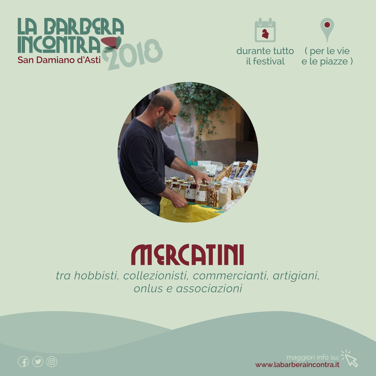 BarberaIncontra's tweet photo. #LaBarberaIncontra Artisti e mercatini, nella via principale, durante tutto il festival.

👩‍🎨 Federica Balsamo &amp;  🤸‍♂️ Enrico Seghedoni 

👨‍🔧 Mercatini di ogni tipo, tra hobbisti, collezionisti e artigiani, ma anche 👩‍❤️‍👨 ONLUS varie.

⚠ https://t.co/7Kmzc2sa3C ⚠ https://t.co/dHwcapz1hj