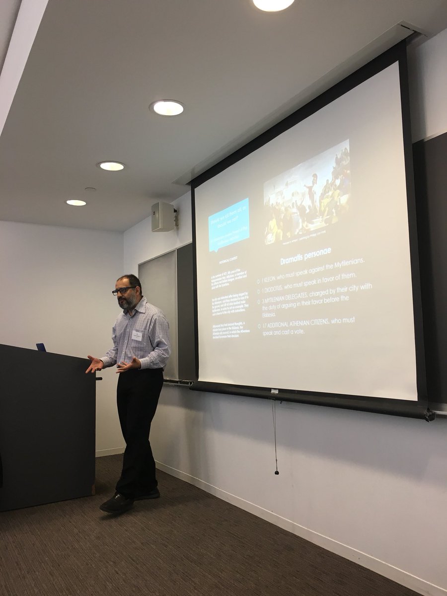 IAlthouse's tweet photo. Humberto Ballesteros (@Graograman) introduces us to dramatized role play as a way to have students dissect, critique, and comprehend arguments in classical literature! #itsi18 https://t.co/ysGBXTlWPz