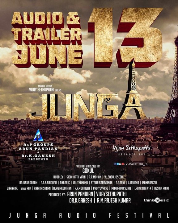 citywritersoffl's tweet photo. #JungaAudioFromTomorrow #JungaFestival A @sidvipin Musical & @lalithanandpoet Lyrical #JungaAudiofromJune13
@VijaySethuOffl @sayyeshaa @MadonnaSebast14 @DirectorGokul @dudlyraj @AandPgroups @vsp_productions @editorsabu @proyuvraaj @thinkmusicindia https://t.co/vEouTfiRNr