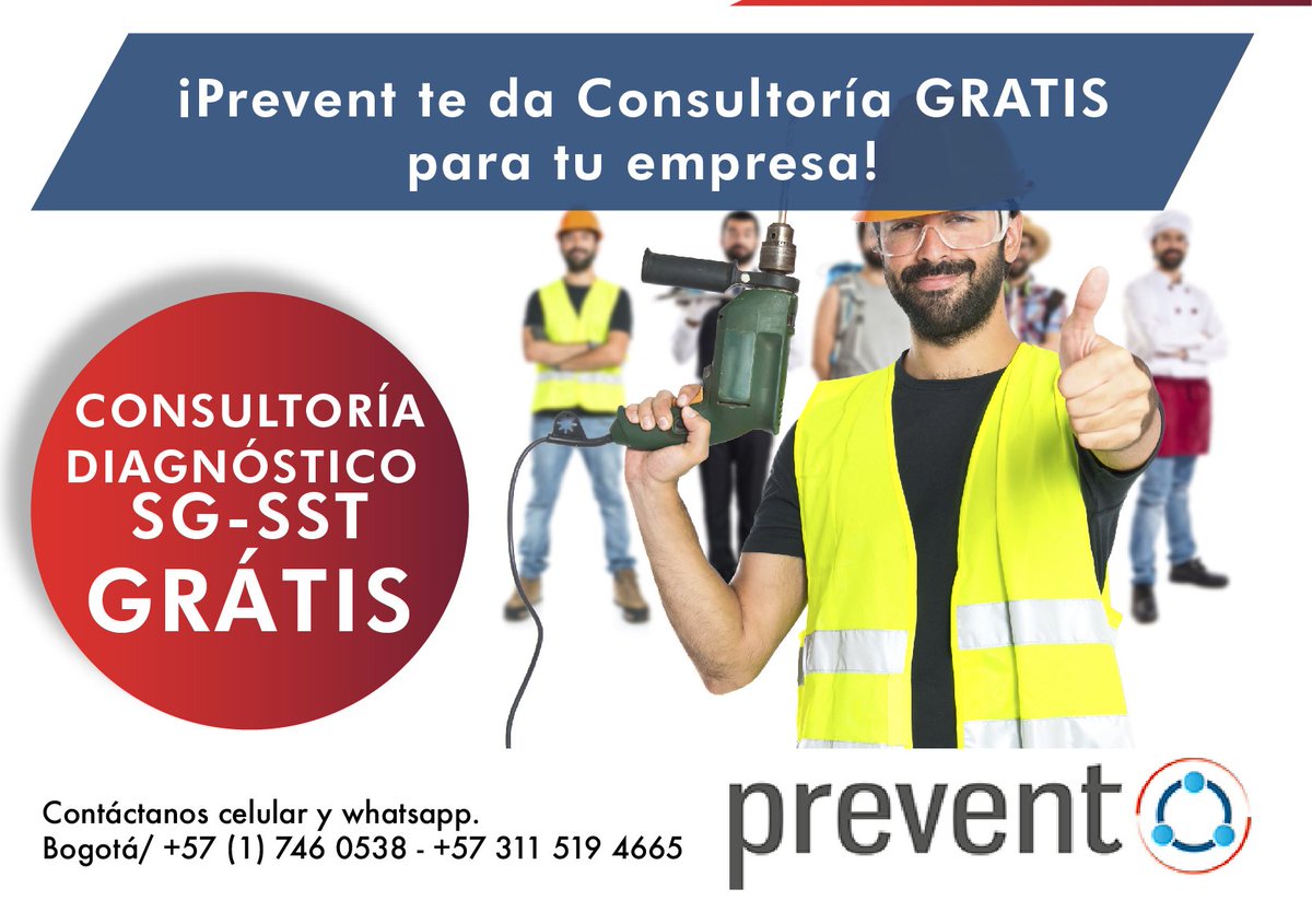 Prevent_CO's tweet photo. Aprovecha 1ra consultoría GRATIS! a la cual puedes acceder ¿Necesitas Implementar El Sistema de Gestión de la Salud y Seguridad en el Trabajo para Tu Negocio? ¡PREVENT lo hace fácil! Consultorías SGSST al Mejor Precio. Llámanos o Escríbenos al Whatsapp 311 519 4665 Info. https://t.co/5MohqCkwkT