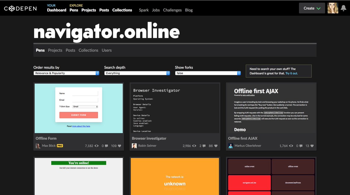 sarah_edo's tweet image. ⚡️ Yesterday I learned that @CodePen tokenizes the code, which means that if you&apos;re learning a native browser feature, you can look it up in search! If you&apos;ve read about something in the docs you can search codepen and see it in action. 

example: codepen.io/search/pens?q=…