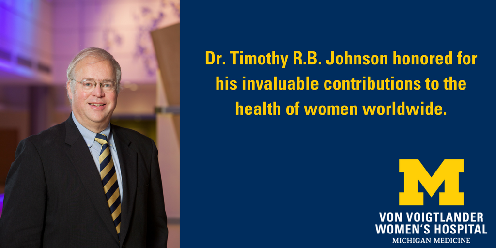 Congratulations to Dr. Timothy R.B. Johnson, professor of obstetrics and gynecology, who was honored for his lifelong devotion to global women's health. He received the Allan Rosenfield Award for Lifetime Contributions to International Family Planning.  michmed.org/QkDaq