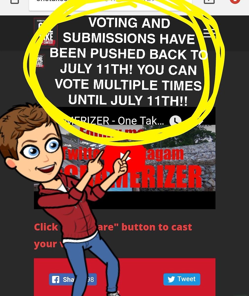 yayawatevr15's tweet image. #NP
ONE TAKE RAP CONTEST ENTRY - CRAMERIZER @cramerizer #CRAMERIZER

YOU CAN VOTE MULTIPLE TIMES TIL *JULY 11th*!
Please vote &amp;amp; share! 😊🙏🏻

#onetake #rap #contest
#vote #share #music #newmusic
@OneTakeContest #onetakecontest

👇⚠️VOTE HERE⚠️👇
👉 onetakecontest.com/video?id=1298 👈