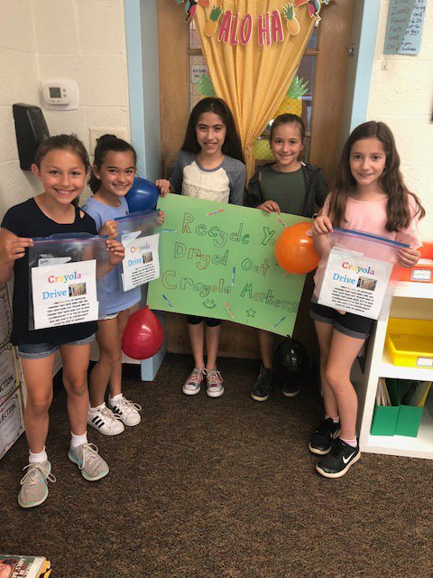 Fourth grade students take the lead for new recycling effort at GES.  Crayola's Colorcycle program provides opportunity to collect and repurpose used Crayola markers! GainfieldCares