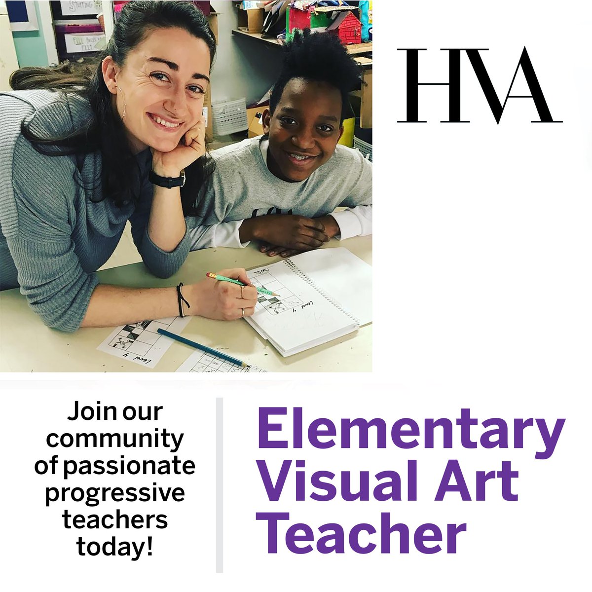 HVAHarlem's tweet photo. Are you an amazing visual art teacher?  Do you want to work with the glorious folks @HVAArts ?  If so, HVA has an opening just for you!  Check out https://t.co/gEMSaaEfbm. https://t.co/3WsHe7dvwN
