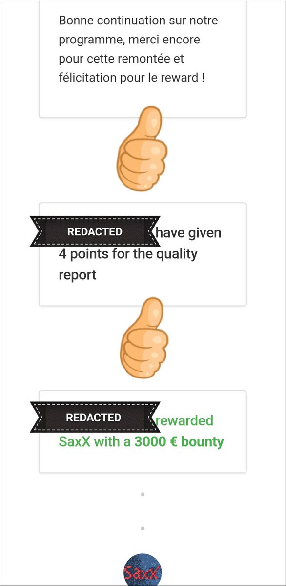 _SaxX_'s tweet photo. Once again a #BIGTHANKS @bountyfactoryio. Reported a critical vulnerability and within less than two days, got triaged and rewarded ! #bugbounty #HighWayToBugs πππππ https://t.co/uXbUbEuARd