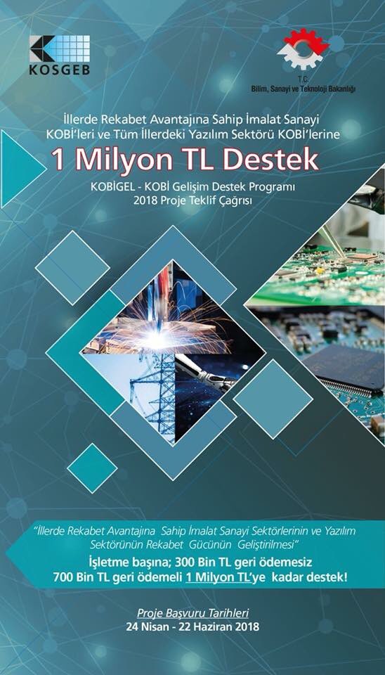 KOBİGEL - KOBİ Gelişim Destek Programı 2018 Proje Teklif Çağrısı başvuruları 22 Haziran'da sona eriyor. Detaylı bilgi için: goo.gl/gLwEcT