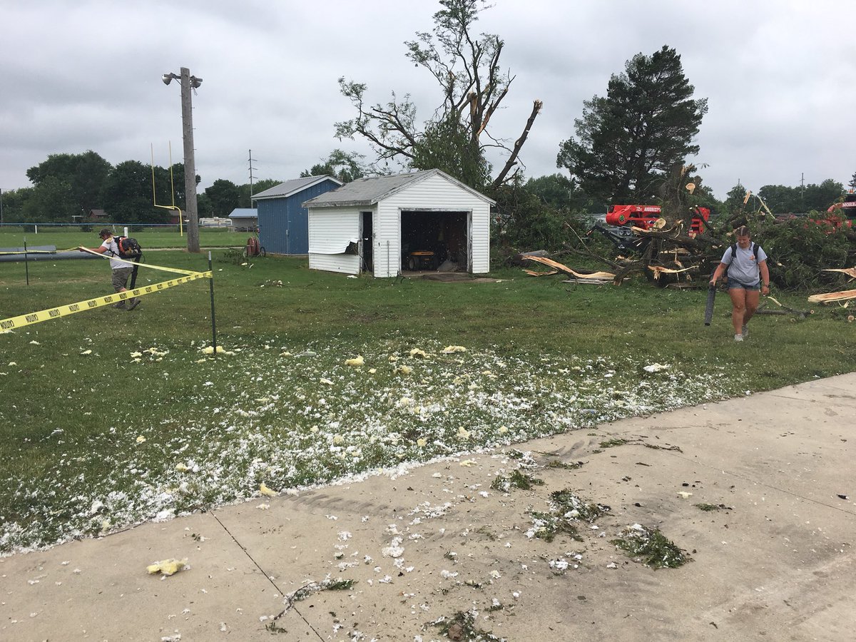 RockfordWarrior's tweet photo. Volunteers from the University of Iowa, Kirkwood, and Iowa State University athletic grounds department helping to get our athletic fields back to normal! @Iowaturfguy @IHSAA @IGHSAU @GG_LeahVann @RadioOnTheGo @AJ__Ellingson @CCPressSports @julie_salisbury https://t.co/I1TENle0iN