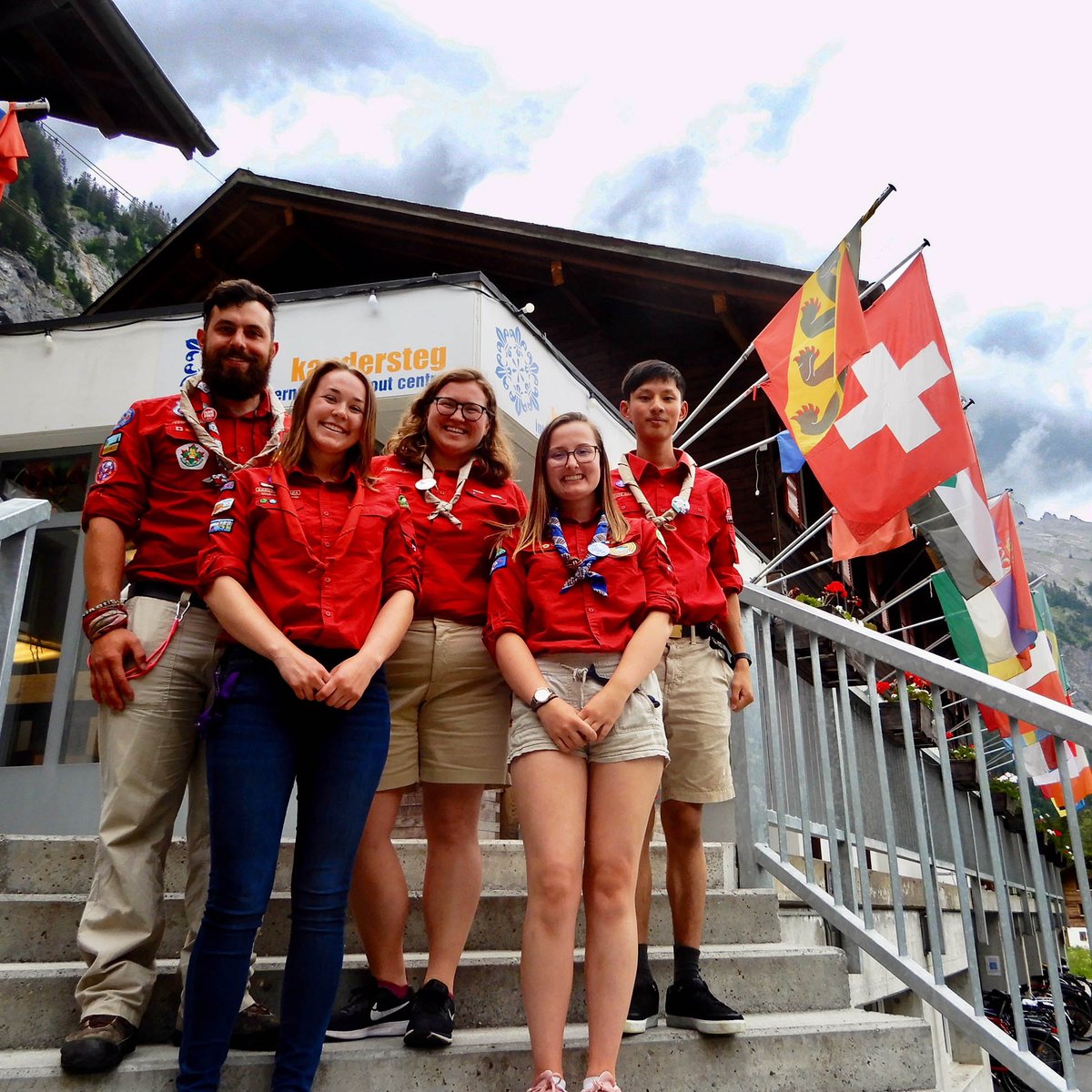 scoutscanada's tweet photo. Where in the 🌎 can Scouting take you?✈ Joining the summer staff at @KISC, #Switzerland, Canadian #RoverScouts Carey, Sofia, Marlissa, Kiarra and James are in for the time of their lives over the next few months. #TravelTuesday Our International Programs: https://t.co/NekhtWdGYD https://t.co/UAWLd0P2KP