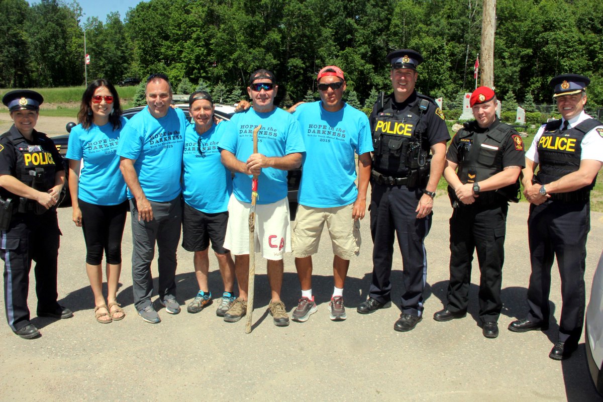 OPP_Indigenous's tweet image. PLT #OPP members along with Curve Lake FN, Pikwakanagan, Renfrew County Anishnaabe Cultural Circle/FCS, Salvation Army and @kevin_redsky in Petawawa for @YouthMHWalk . Raising awareness about youth mental health from coast to coast #youthmentalhealthawareness  #BetheBridge #walk